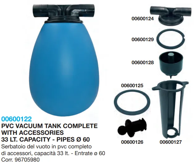 PVC Vacuum Tank Complete With Accessories 33 LT